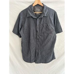 Merrell Shirt Mens Large Blue Short Sleeve Button Front Opti Wick Dry Hiking